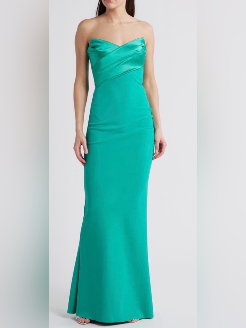 NEW Chiara Boni La Petite Robe Bairei Strapless emeraldo Trumpet Gown sz US 8 IT